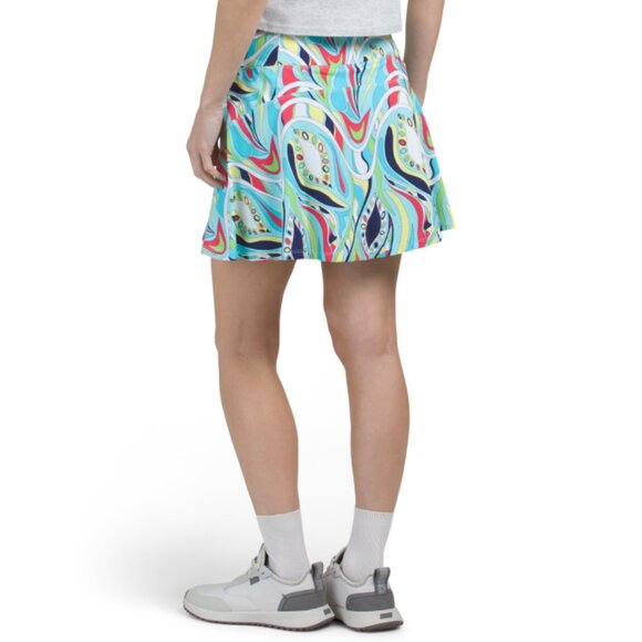 G LIFESTYLE Turquoise Multi Upf 50 Back Yoke Ruffle Mini Skort - Picture 2 of 2